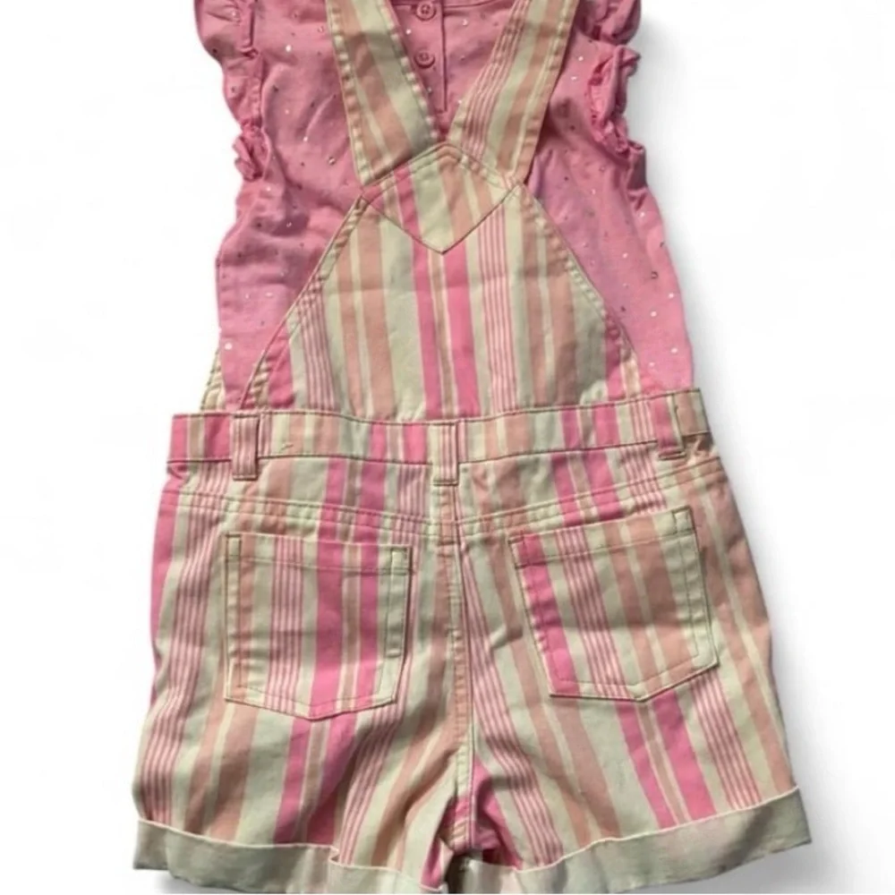 Little Lass Pink Striped Girls Overall Set - Picture 2 of 3